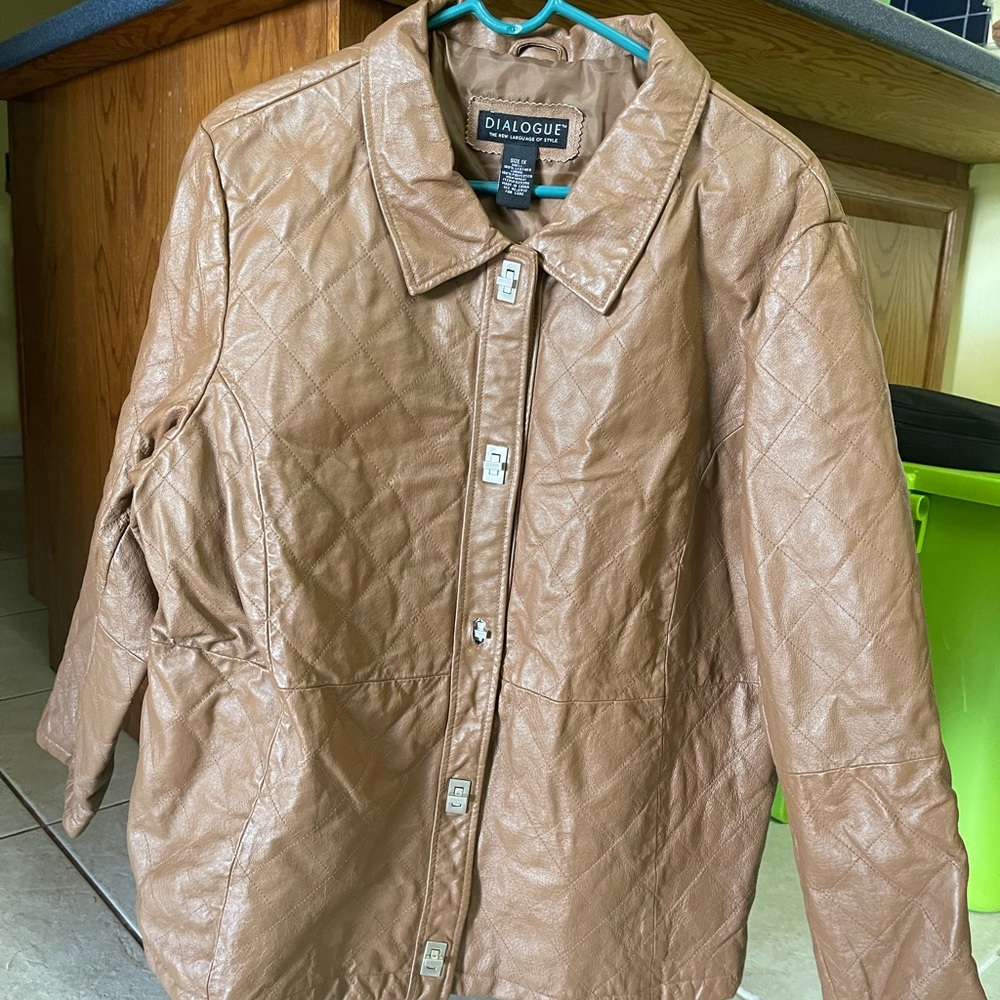 Vintage Dialogue brown leather jacket unisex